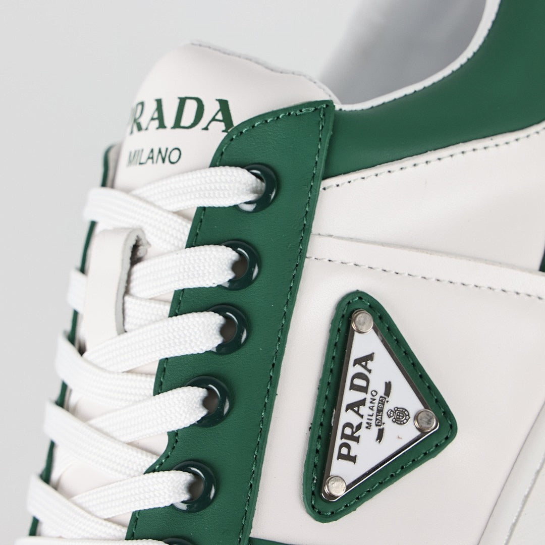 Prada Green & White Low-Top Sneakers