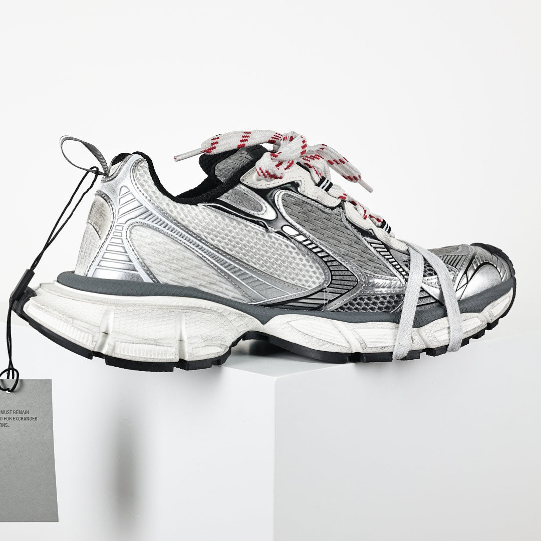 Balenciaga 3XL Distressed Dad Sneaker – Silver White Black