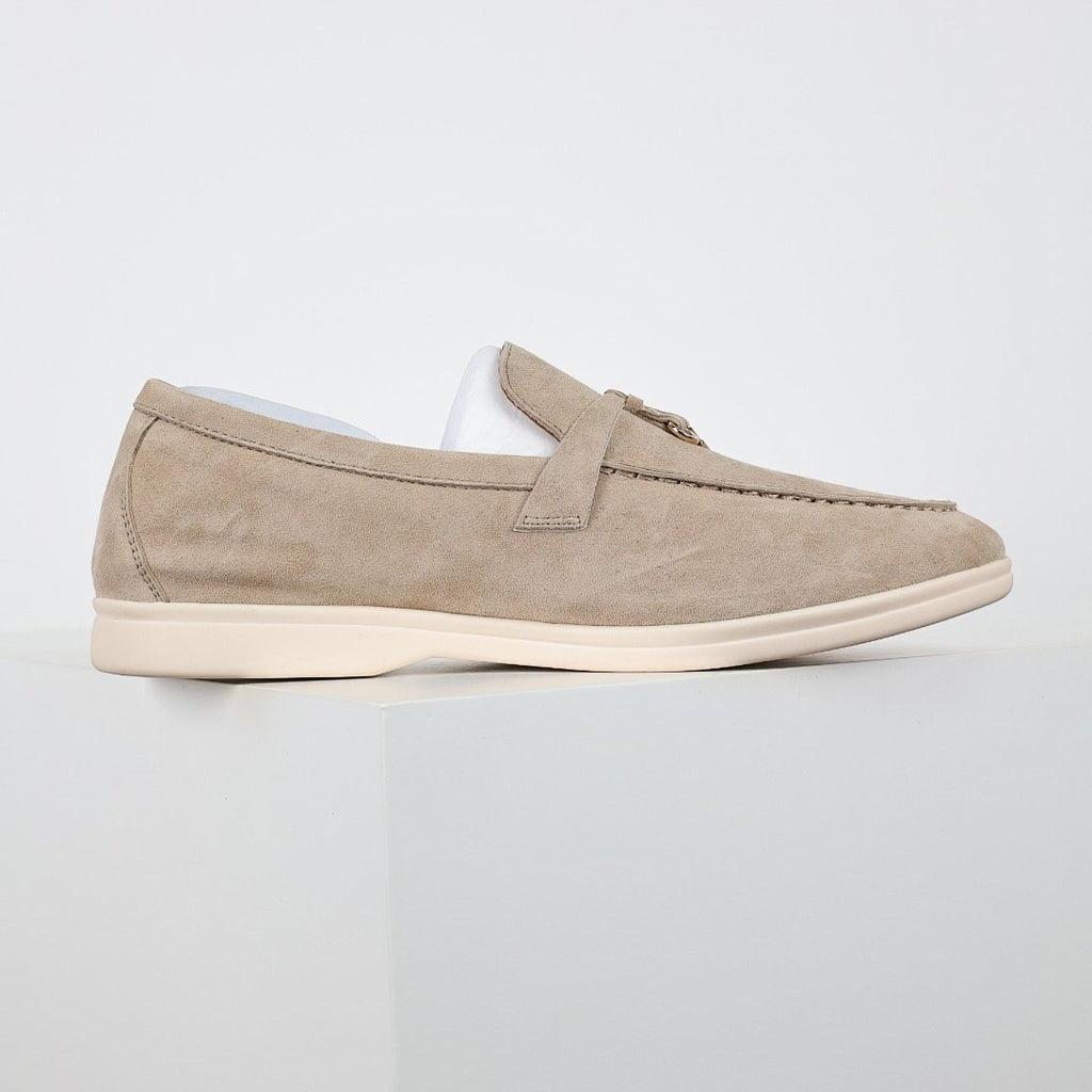 Loro Piana Beige Metal-Detail Loafers