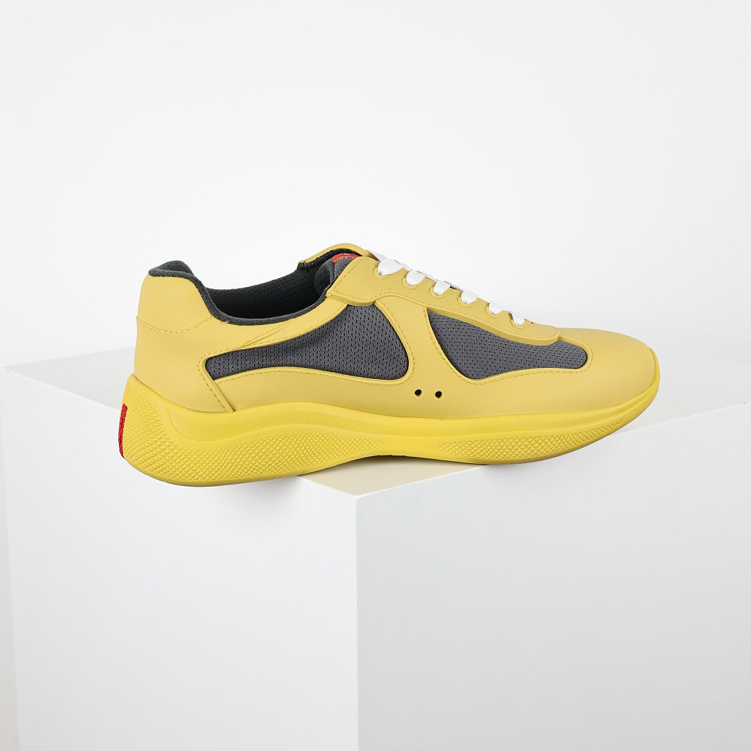 Prada Yellow & Gray Low-Top Sneakers