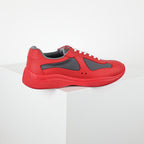 Prada Red & Gray Low-Top Sneakers