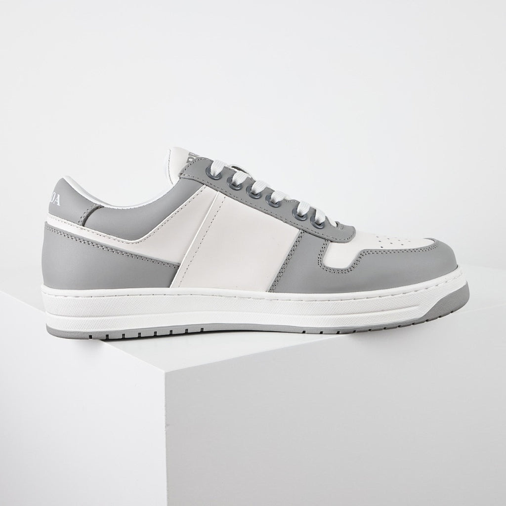 Prada Gray & White Low-Top Sneakers