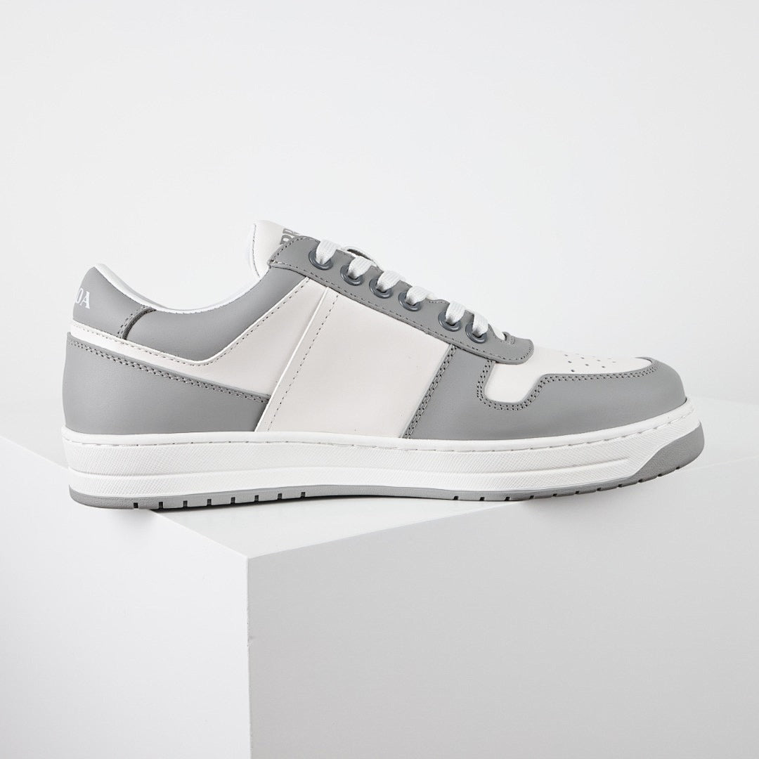 Prada Gray & White Low-Top Sneakers