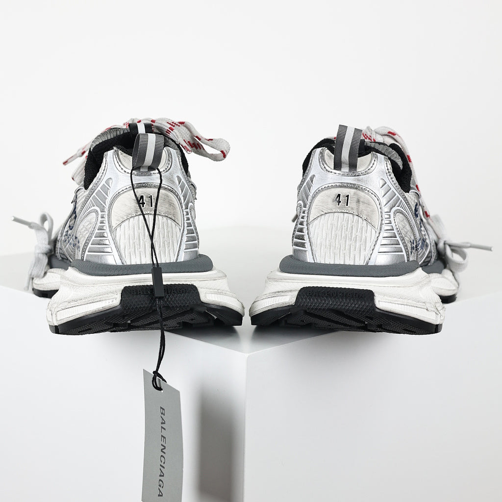 Balenciaga 3XL Distressed Dad Sneaker – Silver White Black