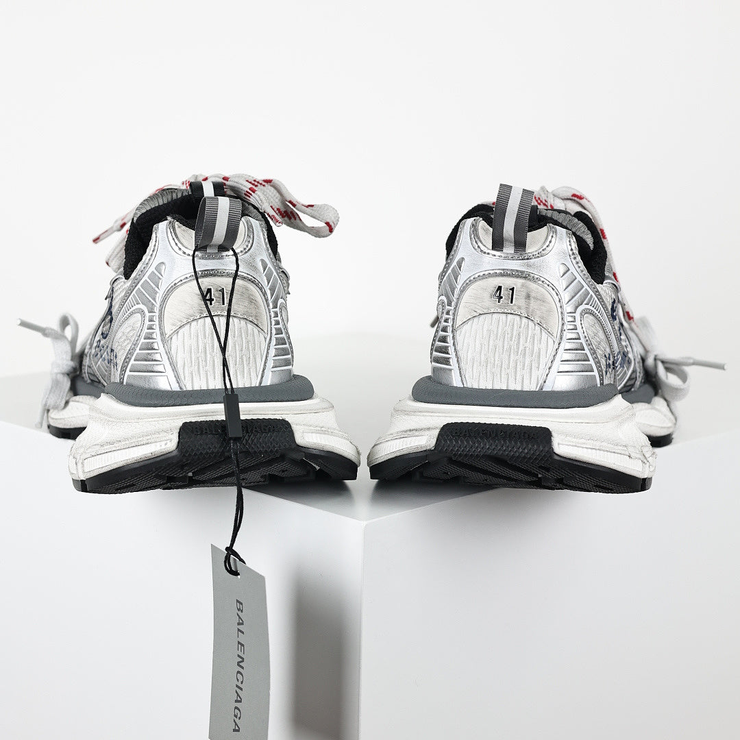 Balenciaga 3XL Distressed Dad Sneaker – Silver White Black