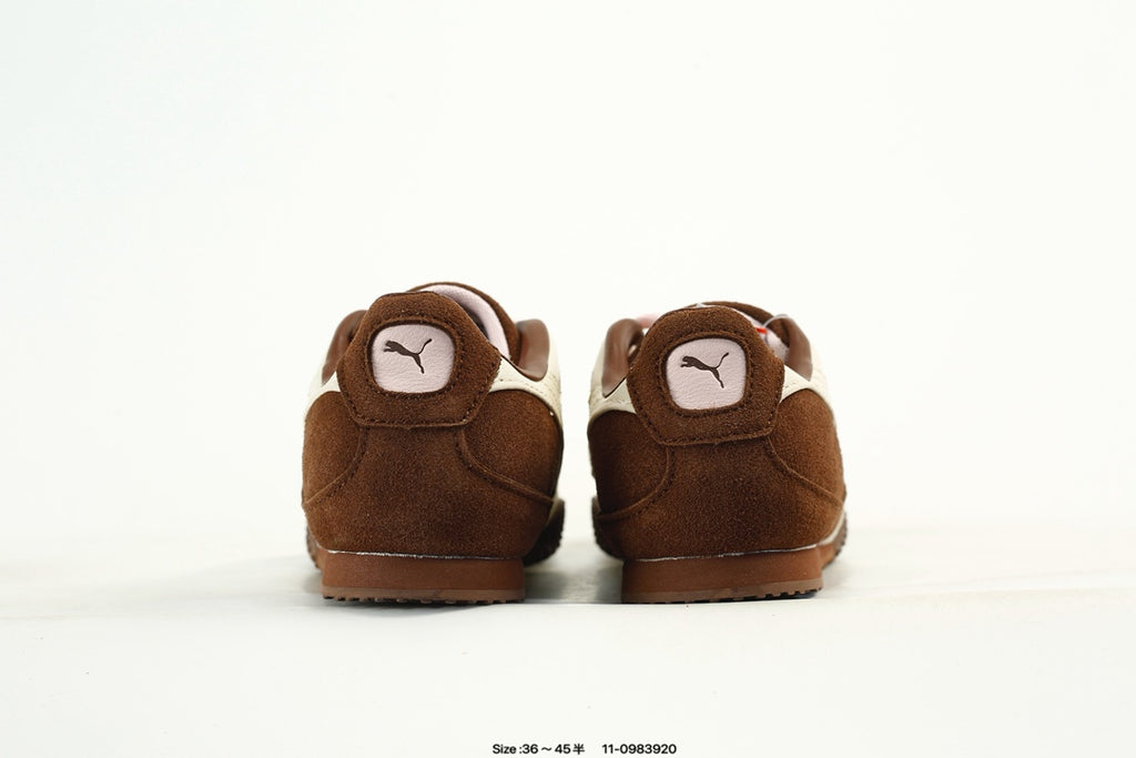 PUMA Brown & White Low-Top Sneakers