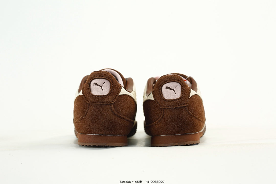 PUMA Brown & White Low-Top Sneakers
