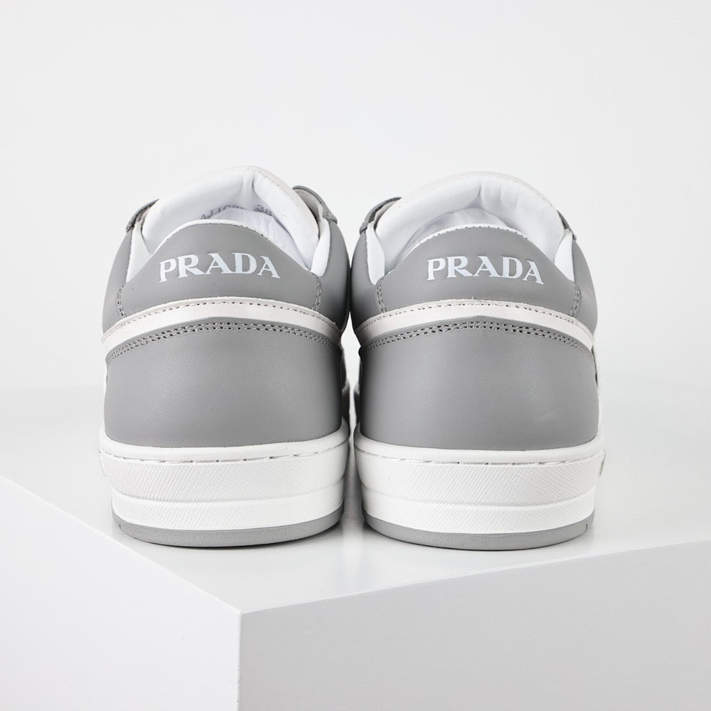 Prada Gray & White Low-Top Sneakers