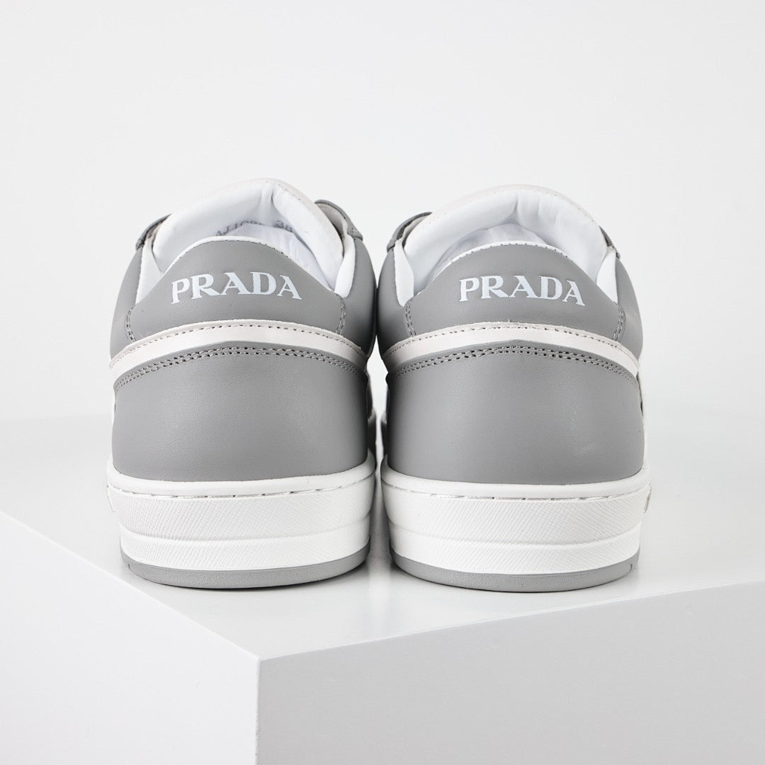 Prada Gray & White Low-Top Sneakers