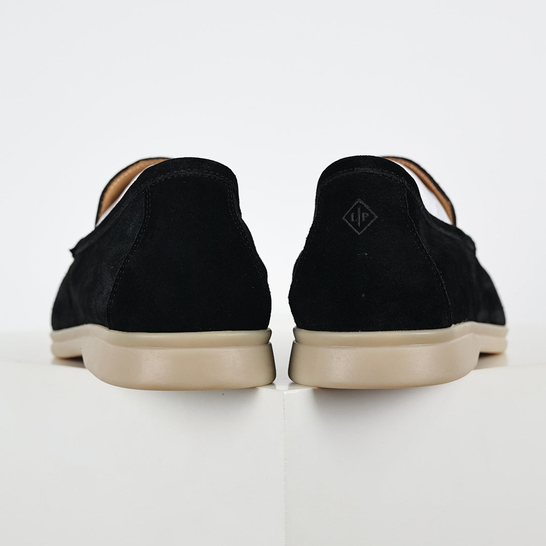 Loro Piana Black Slip-On Loafers