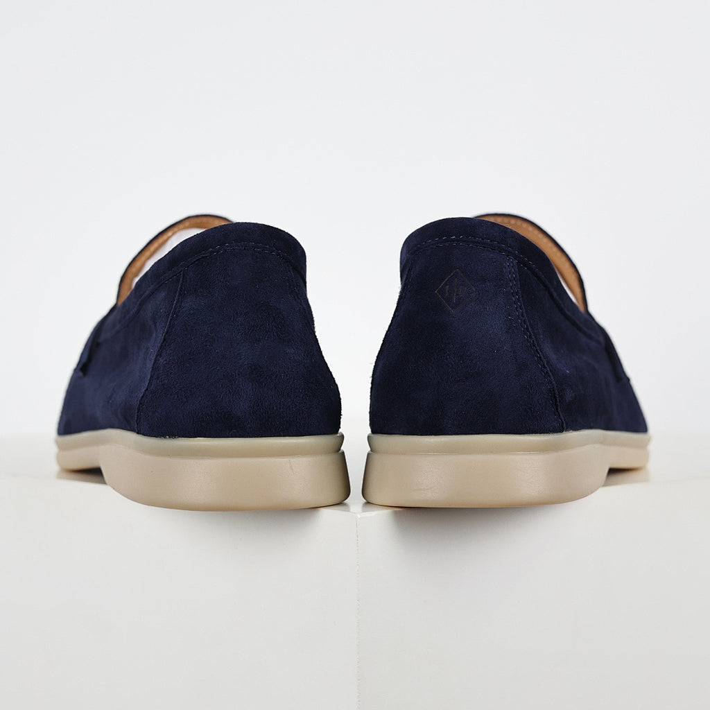 Loro Piana Navy Slip-On Loafers
