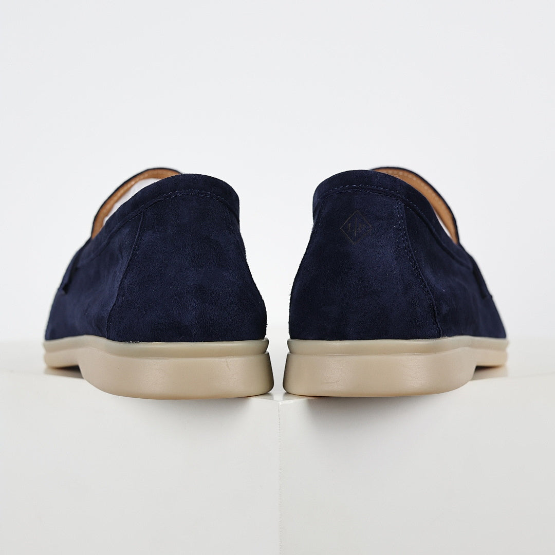 Loro Piana Navy Slip-On Loafers