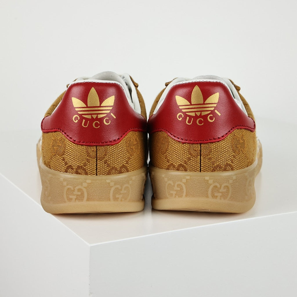 Gucci x adidas Gazelle GG Monogram Sneakers – Tan & White