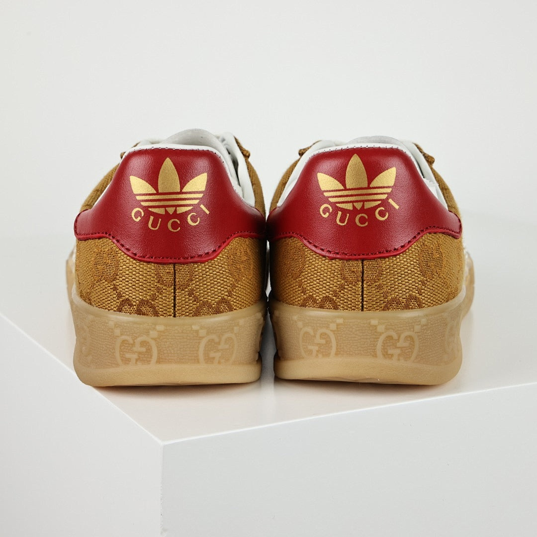 Gucci x adidas Gazelle GG Monogram Sneakers – Tan & White