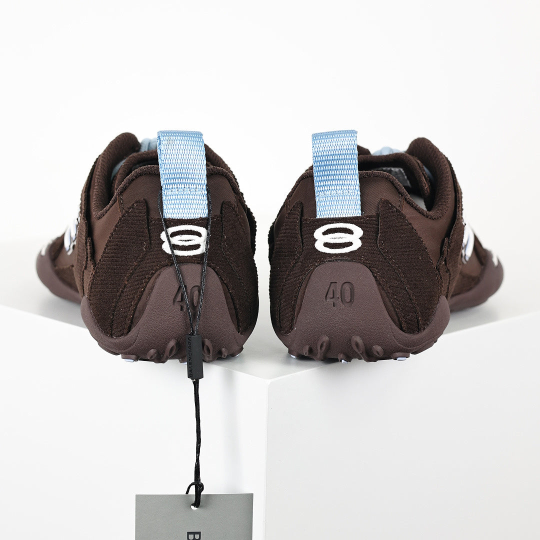 Balenciaga Low-Top Lace-Up Sneaker – Brown & Sky Blue