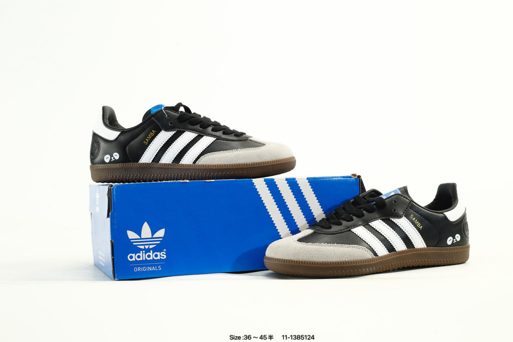 adidas Samba Black & White Sneakers with Contrast Toe and Panda Detail
