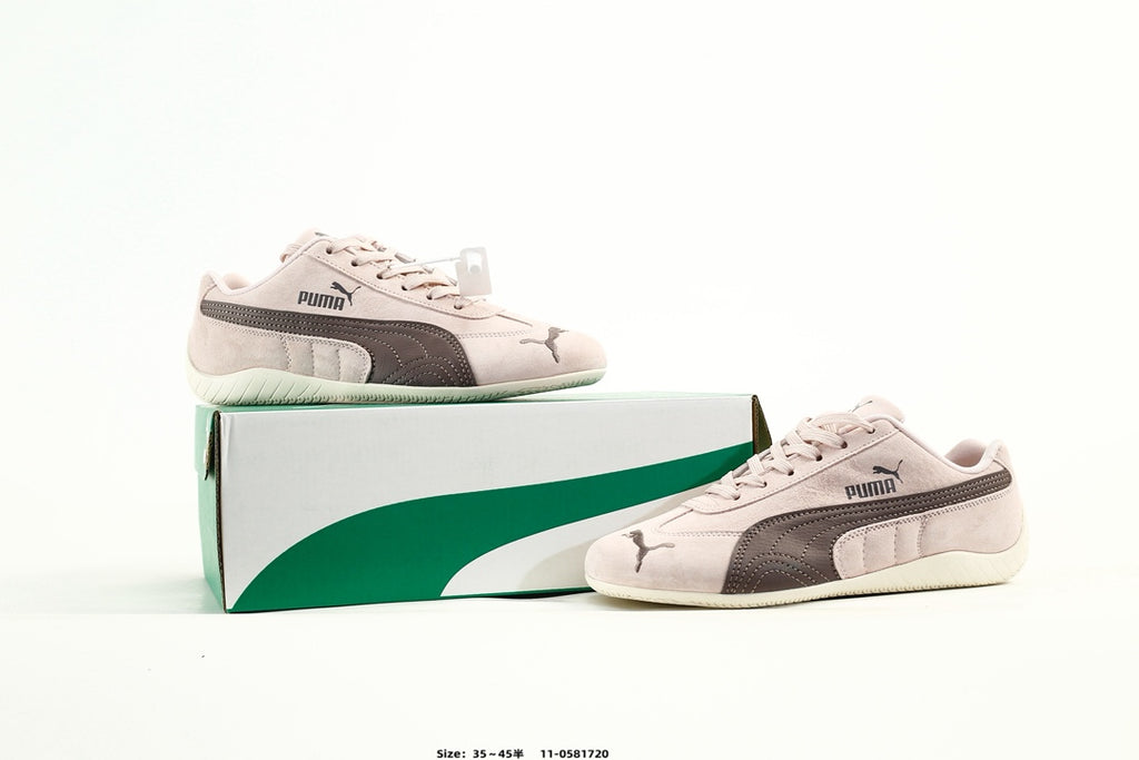 PUMA Light Pink Low-Top Sneakers with Brown Formstrip