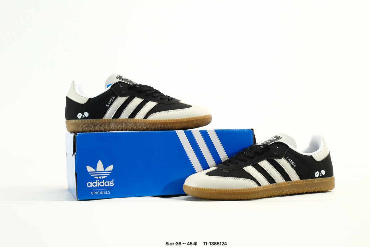 adidas Samba Black & White Sneakers with Contrast Toe and Panda Detail