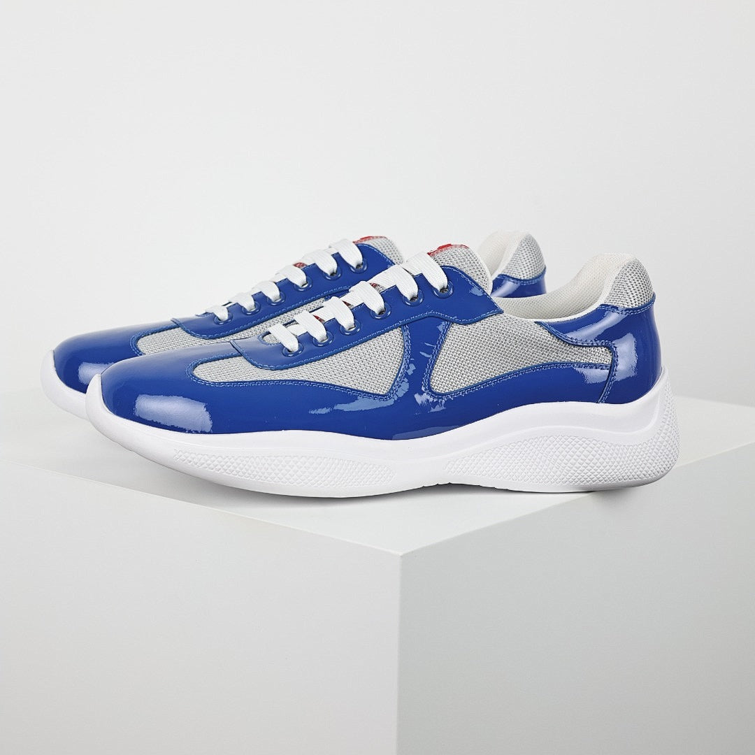 Prada Blue & Silver Low-Top Sneakers