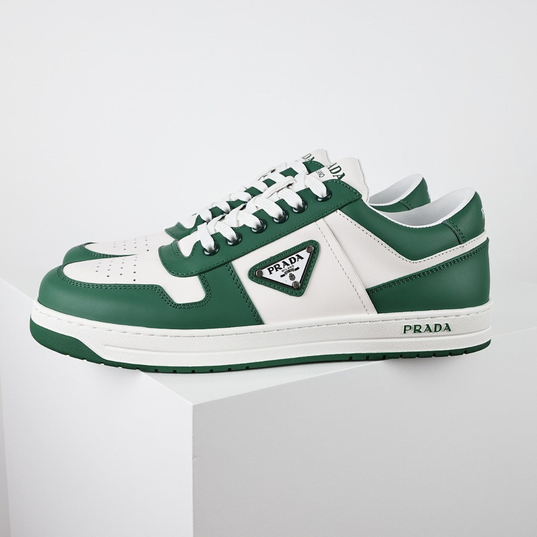 Prada Green & White Low-Top Sneakers