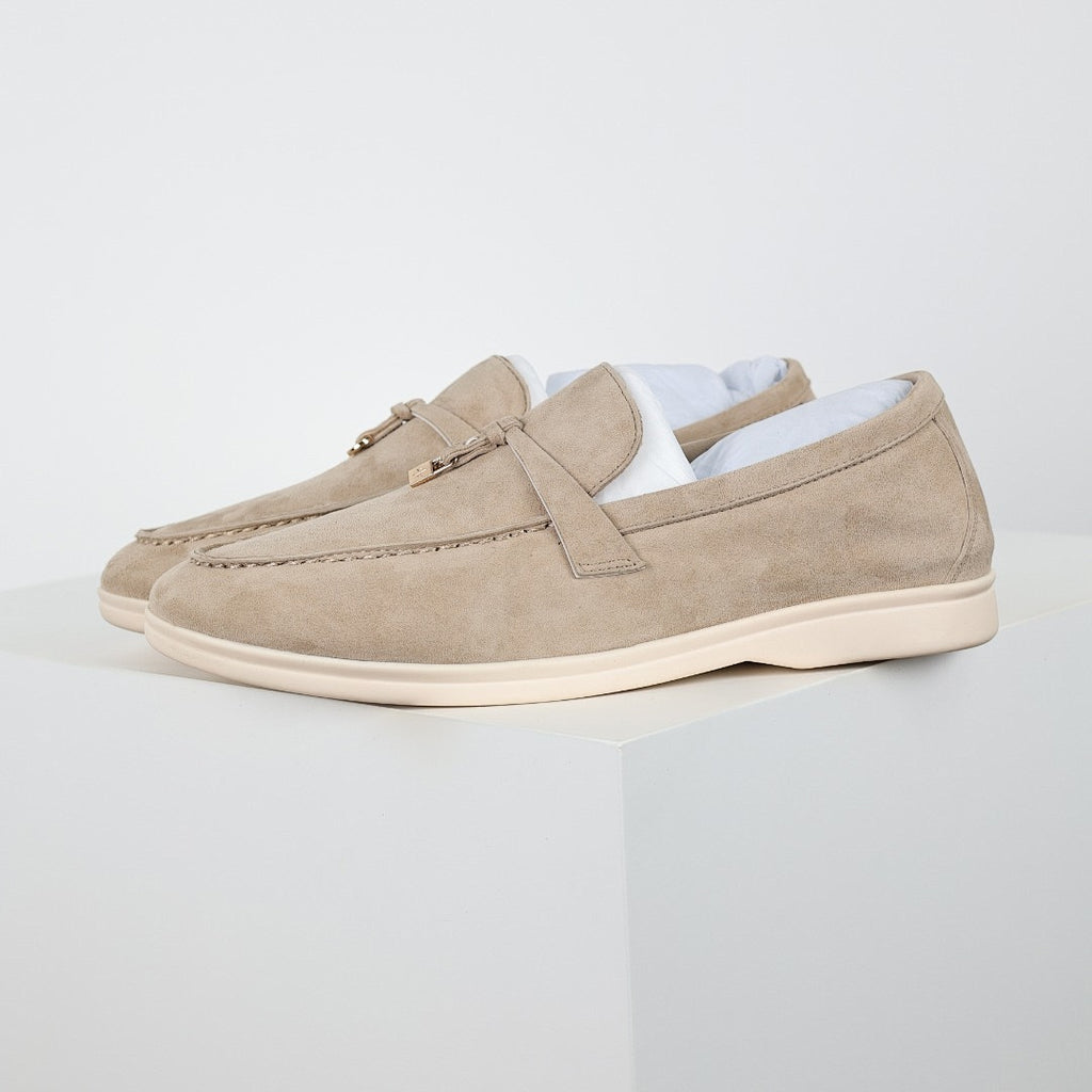 Loro Piana Beige Metal-Detail Loafers