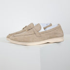 Loro Piana Beige Metal-Detail Loafers