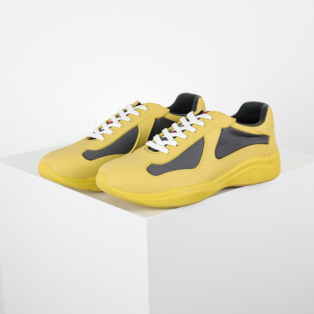 Prada Yellow & Gray Low-Top Sneakers