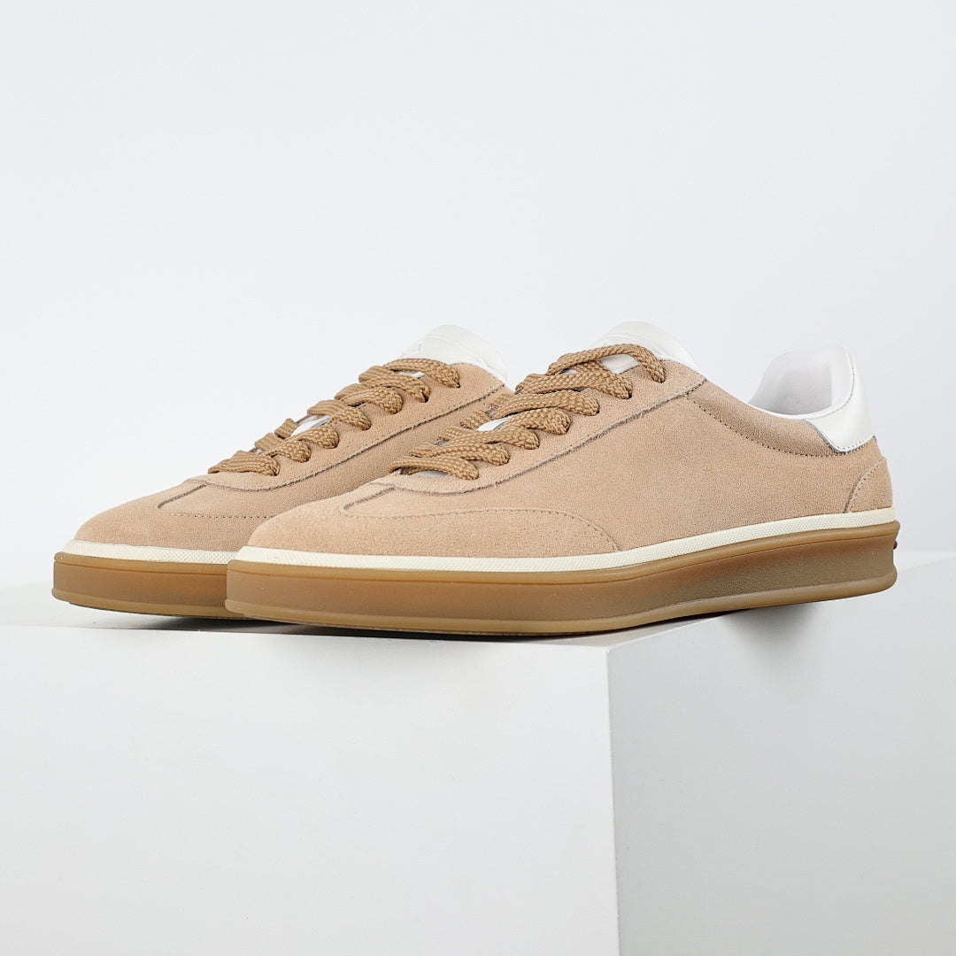 Loro Piana Taupe Lace-Up Sneakers