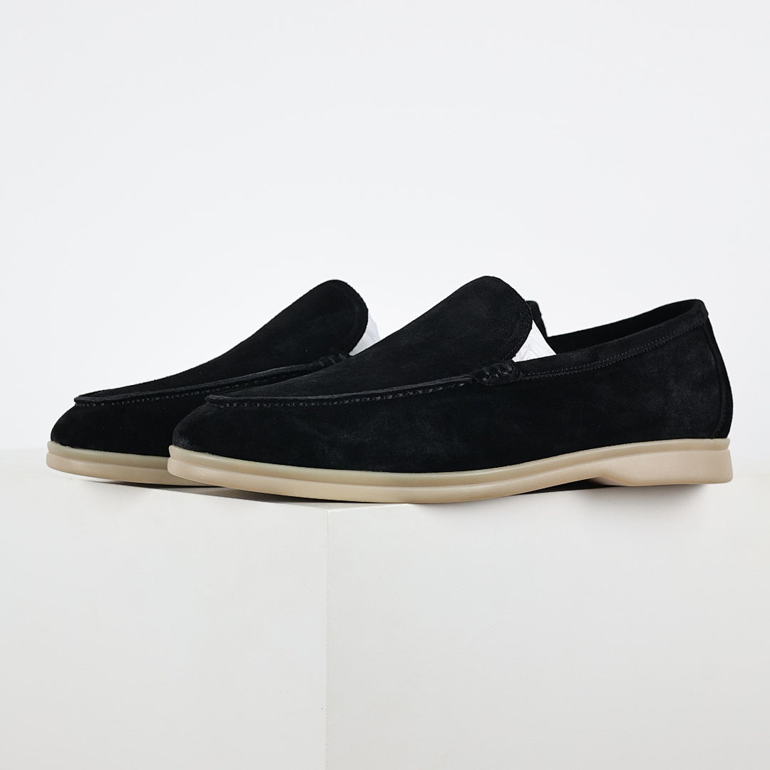 Loro Piana Black Slip-On Loafers