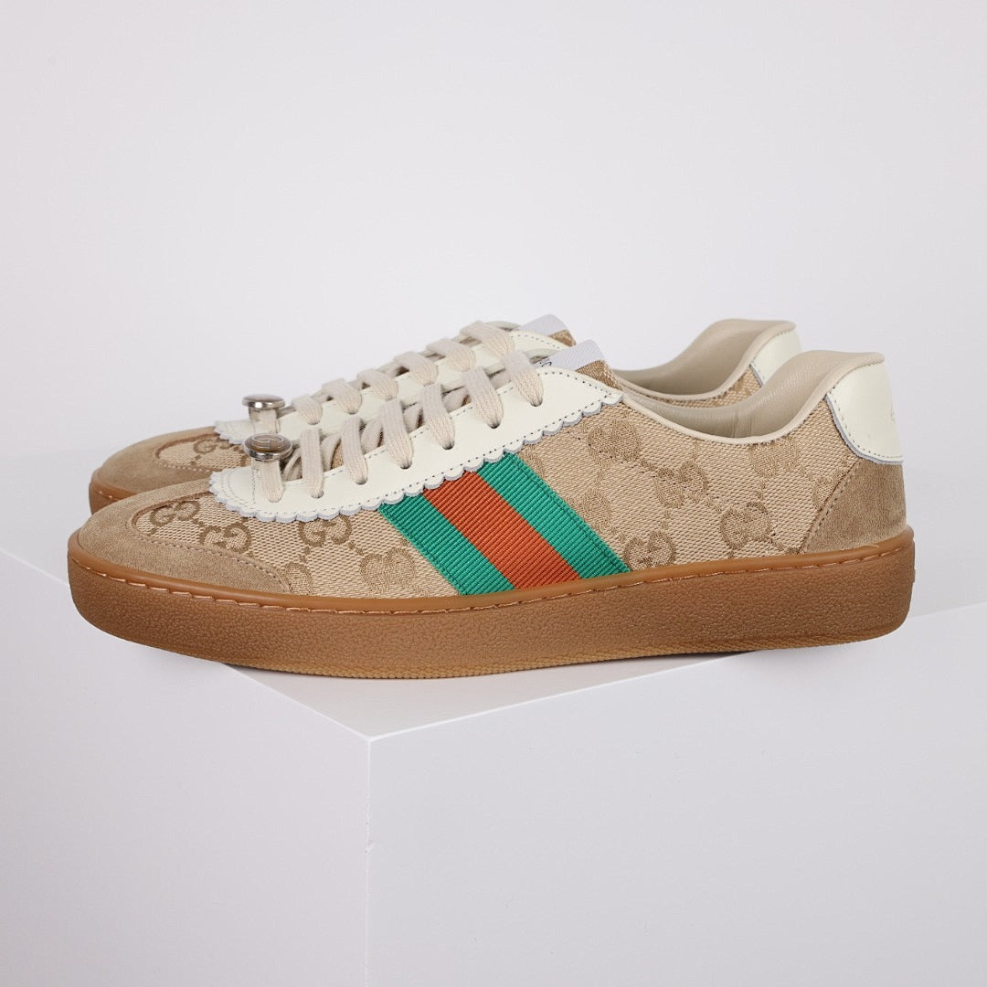 Gucci GG Monogram Web-Stripe Sneakers – Beige & Brown