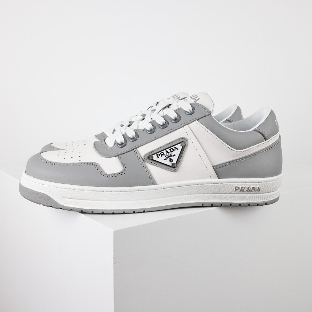 Prada Gray & White Low-Top Sneakers