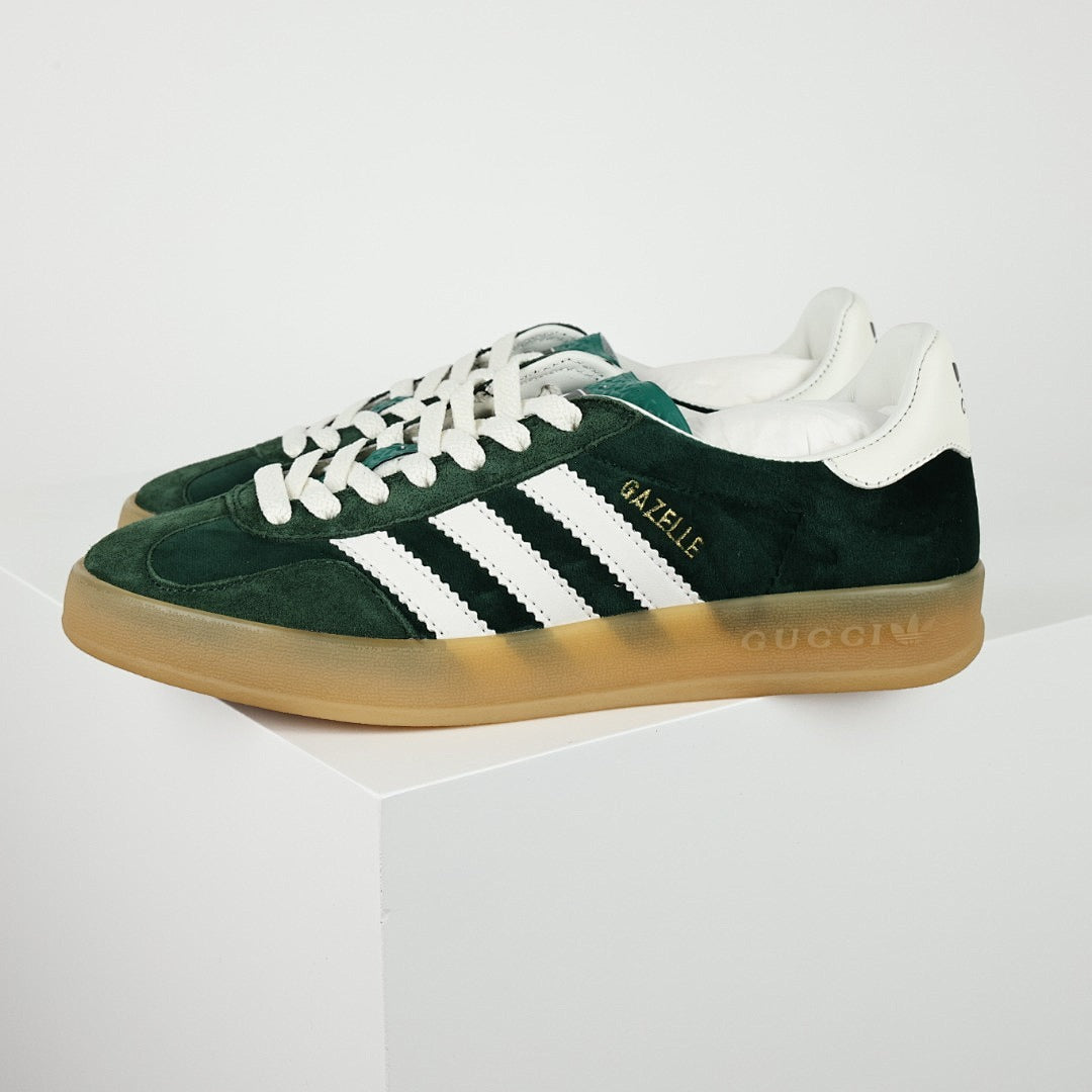 Gucci x adidas Gazelle Sneakers – Dark Green & White