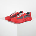 Prada Red & Gray Low-Top Sneakers