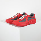 Prada Red & Gray Low-Top Sneakers