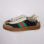 Gucci Web-Stripe Low-Top Sneakers – Black & Beige