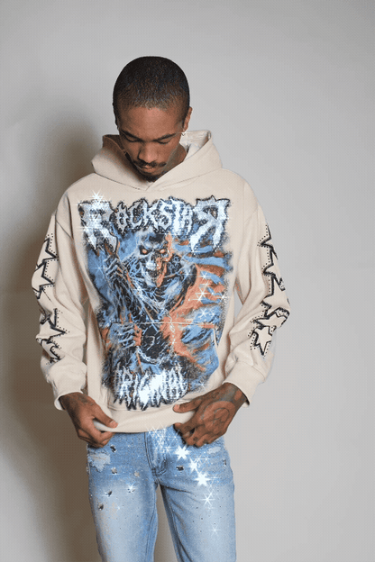 Krio Beige Rhinestone Oversized Hoodie - image 1